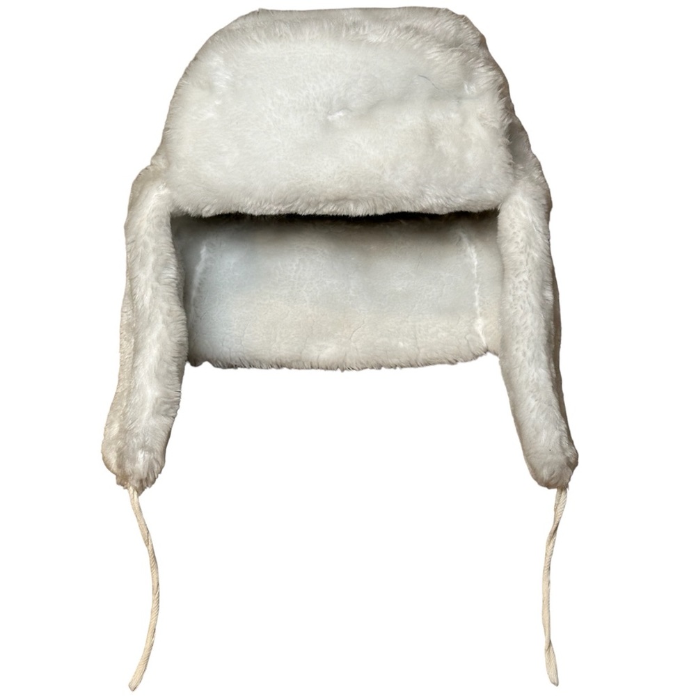 White Faux Fur Flap Hat Winter Trapper Ushanka Cap Unisex Warm One Size